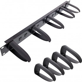 InLine® 19" cable management panel, 9 plastic brackets removable, RAL 9005, black