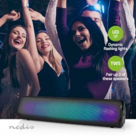Haut -parleur Bluetooth® | Durée de lecture maximale de batterie: 6 heures | Conception de table | 18 W | Stereo | Microphone in