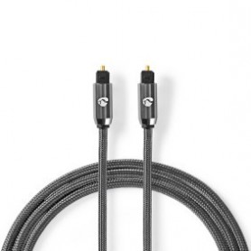 Câble audio optique | TosLink Male | TosLink Male | 5.00 m | Rond | Tressé | Gris Métal Gun | Sachet avec Fenetre