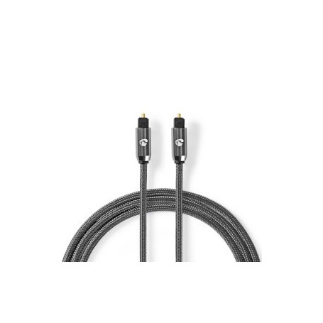 Câble audio optique | TosLink Male | TosLink Male | 5.00 m | Rond | Tressé | Gris Métal Gun | Sachet avec Fenetre