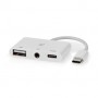 Adaptateur Multi-Ports USB | USB 2.0 | USB-C™ Femelle | USB-A Femelle / USB-C™ Femelle / 3.5 mm Femelle | 480 Mbps | Rond | Plaq