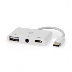Adaptateur Multi-Ports USB | USB 2.0 | USB-C™ Femelle | USB-A Femelle / USB-C™ Femelle / 3.5 mm Femelle | 480 Mbps | Rond | Plaq