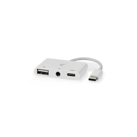 Adaptateur Multi-Ports USB | USB 2.0 | USB-C™ Femelle | USB-A Femelle / USB-C™ Femelle / 3.5 mm Femelle | 480 Mbps | Rond | Plaq