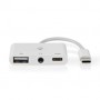 Adaptateur Multi-Ports USB | USB 2.0 | USB-C™ Femelle | USB-A Femelle / USB-C™ Femelle / 3.5 mm Femelle | 480 Mbps | Rond | Plaq