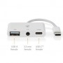 Adaptateur Multi-Ports USB | USB 2.0 | USB-C™ Femelle | USB-A Femelle / USB-C™ Femelle / 3.5 mm Femelle | 480 Mbps | Rond | Plaq