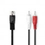 Câble audio DIN | DIN 5-Pin Mâle | 2x RCA Male | Plaqué nickel | 1.00 m | Rond | PVC | Noir | Label