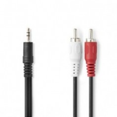 Câble audio stéréo | 3.5 mm Mâle | 2x RCA Male | Plaqué nickel | 1.00 m | Rond | Noir | Label