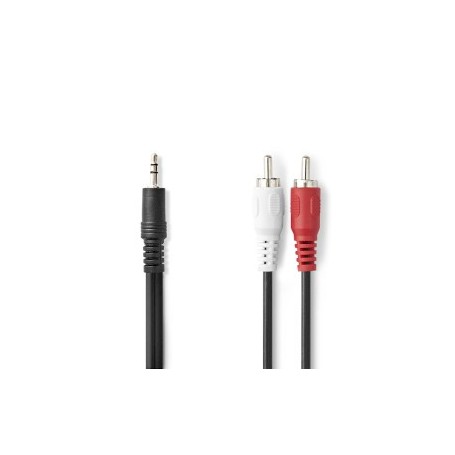 Câble audio stéréo | 3.5 mm Mâle | 2x RCA Male | Plaqué nickel | 10.0 m | Rond | Noir | Label