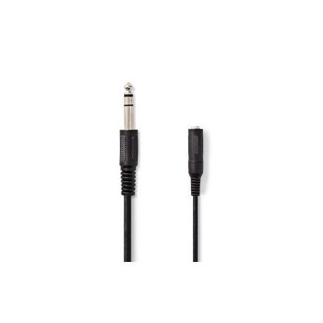 Câble audio stéréo | 6.35 mm Mâle | 6.35 mm Femelle | Plaqué nickel | 5.00 m | Rond | Noir | Label