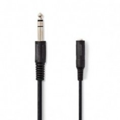 Câble audio stéréo | 6.35 mm Mâle | 6.35 mm Femelle | Plaqué nickel | 5.00 m | Rond | Noir | Label