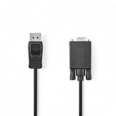 Câble VGA | DisplayPort Mâle | VGA Mâle | Plaqué nickel | Résolution maximale: 1080p | 1.00 m | Rond | PVC | Noir | Label