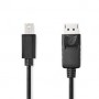 Mini câble Display Port | DisplayPort 1.2 | Mini DisplayPort mâle | DisplayPort Mâle | 21.6 Gbps | Plaqué nickel | 2.00 m | Rond