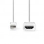 Mini câble Display Port | DisplayPort 1.2 | Mini DisplayPort mâle | HDMI™ Connecteur | 21.6 Gbps | Plaqué nickel | 2.00 m | Rond