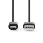 Lightning Câble | USB 2.0 | Apple Lightning à 8 broches | USB-A Mâle | 480 Mbps | Plaqué nickel | 2.00 m | Rond | PVC | Noir | L