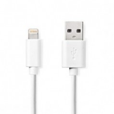 Lightning Câble | USB 2.0 | Apple Lightning à 8 broches | USB-A Mâle | 480 Mbps | Plaqué nickel | 1.00 m | Rond | PVC | Blanc | 