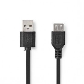 Câble USB | USB 2.0 | USB-A Mâle | USB-A Femelle | 480 Mbps | Plaqué nickel | 1.00 m | Rond | PVC | Noir | Label
