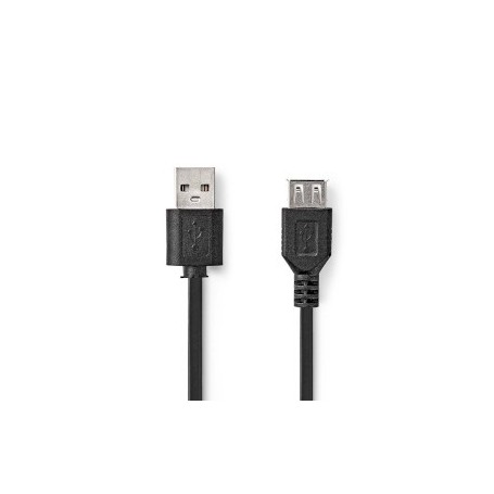 Câble USB | USB 2.0 | USB-A Mâle | USB-A Femelle | 480 Mbps | Plaqué nickel | 1.00 m | Rond | PVC | Noir | Label