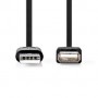 Câble USB | USB 2.0 | USB-A Mâle | USB-A Femelle | 480 Mbps | Plaqué nickel | 1.00 m | Rond | PVC | Noir | Label