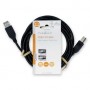 Câble USB | USB 2.0 | USB-A Mâle | USB-B Mâle | 10 W | 480 Mbps | Plaqué nickel | 3.00 m | Rond | PVC | Noir | Label