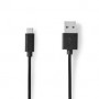 Câble USB | USB 2.0 | USB-A Mâle | USB Micro-B mâle | 10 W | 480 Mbps | Plaqué nickel | 1.00 m | Rond | PVC | Noir | Label
