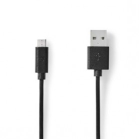 Câble USB | USB 2.0 | USB-A Mâle | USB Micro-B mâle | 10 W | 480 Mbps | Plaqué nickel | 1.00 m | Rond | PVC | Noir | Label