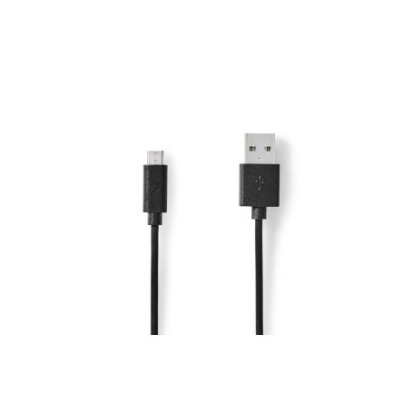Câble USB | USB 2.0 | USB-A Mâle | USB Micro-B mâle | 10 W | 480 Mbps | Plaqué nickel | 1.00 m | Rond | PVC | Noir | Label