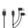 Câble 3 en 1 | USB 2.0 | USB-A Mâle | Apple Lightning à 8 broches / USB Micro-B mâle / USB-C™ Mâle | 480 Mbps | 1.00 m | Plaqué 