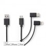 Câble 3 en 1 | USB 2.0 | USB-A Mâle | Apple Lightning à 8 broches / USB Micro-B mâle / USB-C™ Mâle | 480 Mbps | 1.00 m | Plaqué 