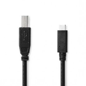 Câble USB | USB 2.0 | USB Type-C™ Mâle | USB-B Mâle | 480 Mbps | 15 W | Plaqué nickel | 1.00 m | Rond | PVC | Noir | Sac en plas