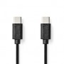 Câble USB | USB 2.0 | USB-C™ Mâle | USB-C™ Mâle | 60 W | 480 Mbps | Plaqué nickel | 1.00 m | Rond | PVC | Noir | Label