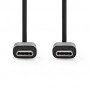 Câble USB | USB 2.0 | USB-C™ Mâle | USB-C™ Mâle | 60 W | 480 Mbps | Plaqué nickel | 1.00 m | Rond | PVC | Noir | Label