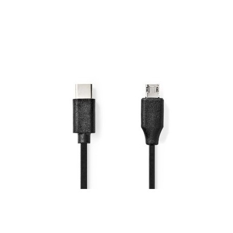 Câble USB | USB 2.0 | USB-C™ Mâle | USB Micro-B mâle | 60 W | 480 Mbps | Plaqué nickel | 1.00 m | Rond | PVC | Noir | Label