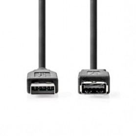 Câble USB | USB 3.2 Gen 1 | USB-A Mâle | USB-A Femelle | 5 Gbps | Plaqué nickel | 1.00 m | Rond | PVC | Noir | Label