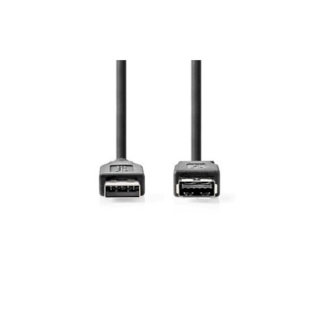 Câble USB | USB 3.2 Gen 1 | USB-A Mâle | USB-A Femelle | 5 Gbps | Plaqué nickel | 3.00 m | Rond | PVC | Noir | Label