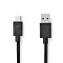 Câble USB | USB 3.2 Gen 1 | USB-A Mâle | USB-C™ Mâle | 15 W | 5 Gbps | Plaqué nickel | 1.00 m | Rond | PVC | Noir | Label