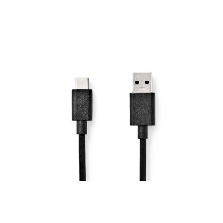 Câble USB | USB 3.2 Gen 1 | USB-A Mâle | USB-C™ Mâle | 15 W | 5 Gbps | Plaqué nickel | 1.00 m | Rond | PVC | Noir | Label