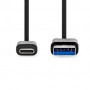 Câble USB | USB 3.2 Gen 1 | USB-A Mâle | USB-C™ Mâle | 15 W | 5 Gbps | Plaqué nickel | 1.00 m | Rond | PVC | Noir | Label