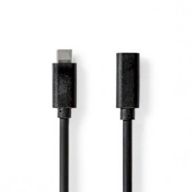 Câble USB | USB 3.2 Gen 1 | USB-C™ Mâle | USB-C™ Femelle | 60 W | 4K@60Hz | 5 Gbps | Plaqué nickel | 1.00 m | Rond | PVC | Noir 