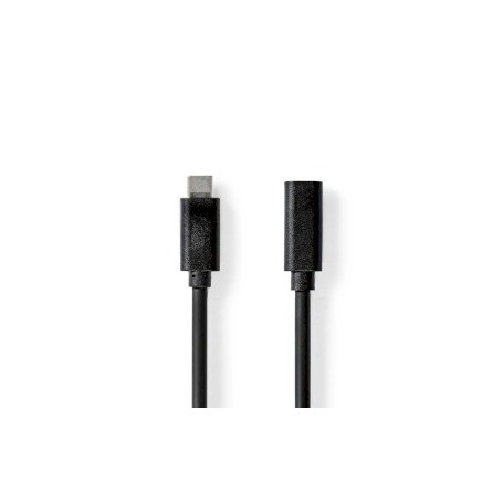 Câble USB | USB 3.2 Gen 1 | USB-C™ Mâle | USB-C™ Femelle | 60 W | 4K@60Hz | 5 Gbps | Plaqué nickel | 1.00 m | Rond | PVC | Noir 