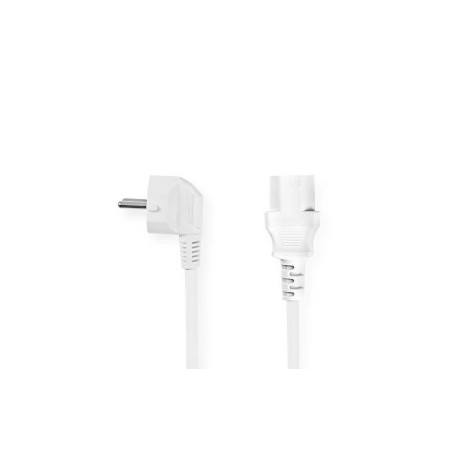 Câble d'alimentation | Prise de terre mâle | IEC-320-C13 | Coudé | Droit | Plaqué nickel | 2.00 m | Rond | PVC | Blanc | Label