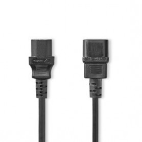 Câble d'alimentation | IEC-320-C14 | IEC-320-C13 | Droit | Droit | Plaqué nickel | 2.00 m | Rond | PVC | Noir | Label