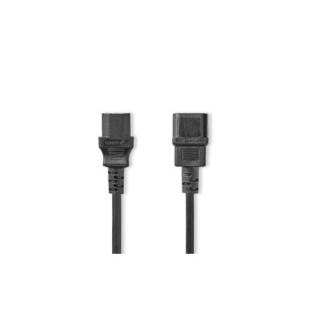 Câble d'alimentation | IEC-320-C14 | IEC-320-C13 | Droit | Droit | Plaqué nickel | 2.00 m | Rond | PVC | Noir | Label