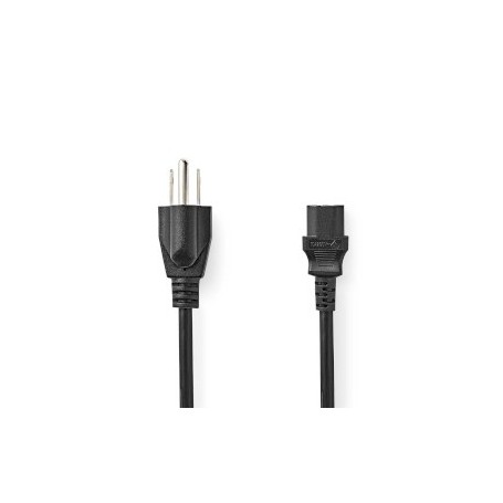 Câble d'alimentation | USA Mâle | IEC-320-C13 | Droit | Droit | Plaqué nickel | 2.00 m | Rond | PVC | Noir | Label