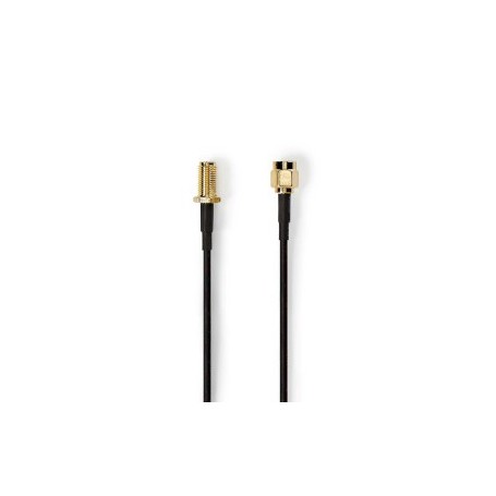 Câble d'antenne | RP SMA Mâle | RP SMA Femelle | Plaqué or | 50 Ohm | Blindé simple | 3.00 m | Rond | PVC | Noir | Label