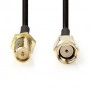 Câble d'antenne | RP SMA Mâle | RP SMA Femelle | Plaqué or | 50 Ohm | Blindé simple | 3.00 m | Rond | PVC | Noir | Label