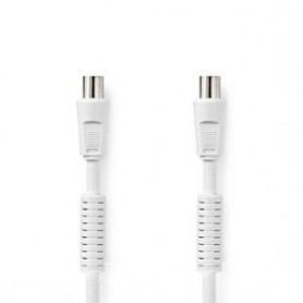 câble Coax | IEC (Coax) Mâle | IEC (Coax) Femelle | Plaqué nickel | 120 dB | 75 Ohm | Quad blindé | 1.50 m | Rond | PVC | Blanc 