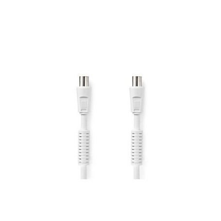 câble Coax | IEC (Coax) Mâle | IEC (Coax) Femelle | Plaqué nickel | 120 dB | 75 Ohm | Quad blindé | 1.50 m | Rond | PVC | Blanc 