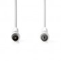 câble Coax | IEC (Coax) Mâle | IEC (Coax) Femelle | Plaqué nickel | 120 dB | 75 Ohm | Quad blindé | 1.50 m | Rond | PVC | Blanc 