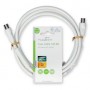 câble Coax | IEC (Coax) Mâle | IEC (Coax) Femelle | Plaqué nickel | 120 dB | 75 Ohm | Quad blindé | 1.50 m | Rond | PVC | Blanc 