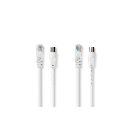 Câble combiné Coax et Cat6 | IEC (Coax) Mâle / RJ45 Male | IEC (Coax) Femelle / RJ45 Male | Plaqué nickel | RG58 | 75 Ohm | Doub